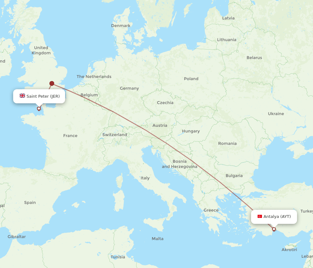 JER-AYT flight routes