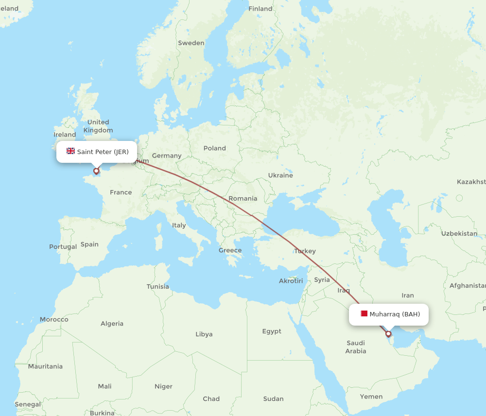 JER-BAH flight routes