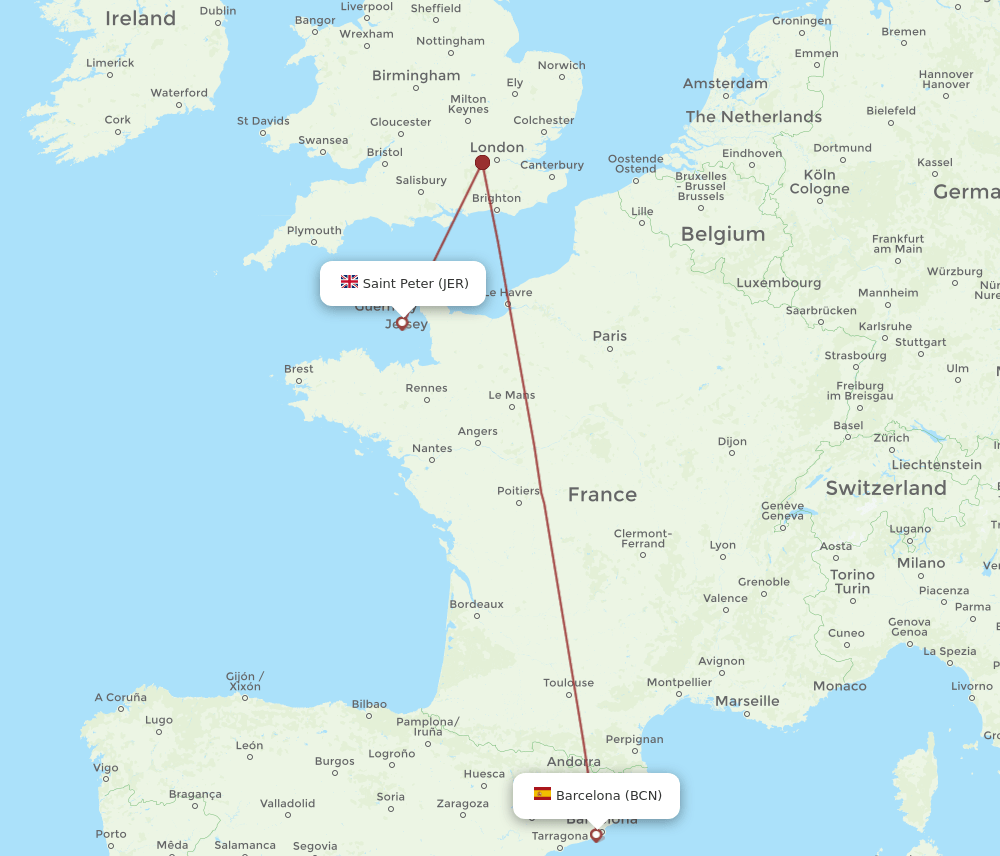 JER-BCN flight routes