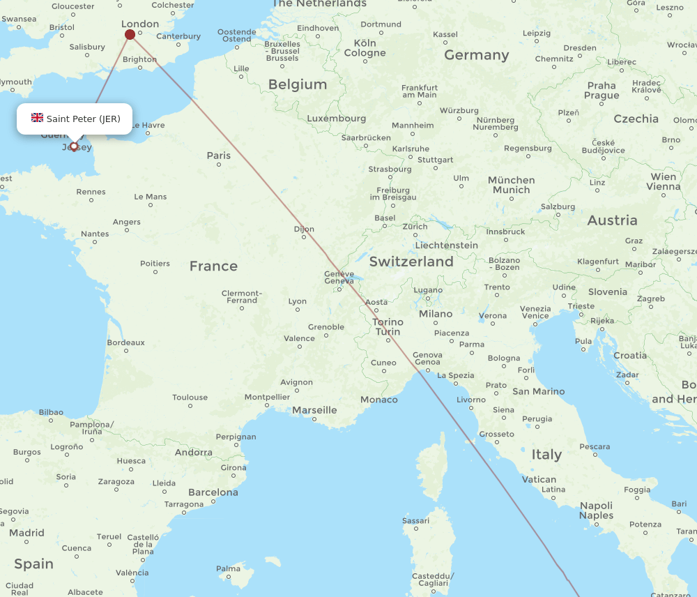 JER to CTA flights and routes map