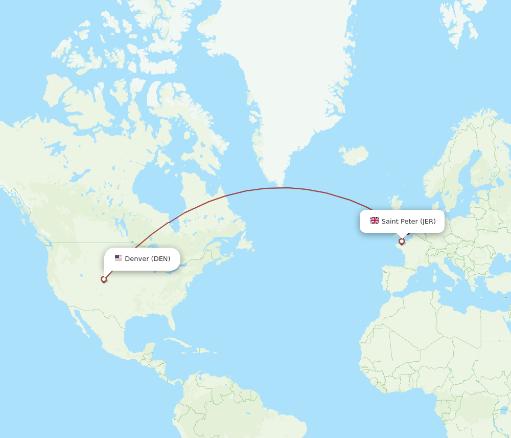 JER to DEN flights and routes map