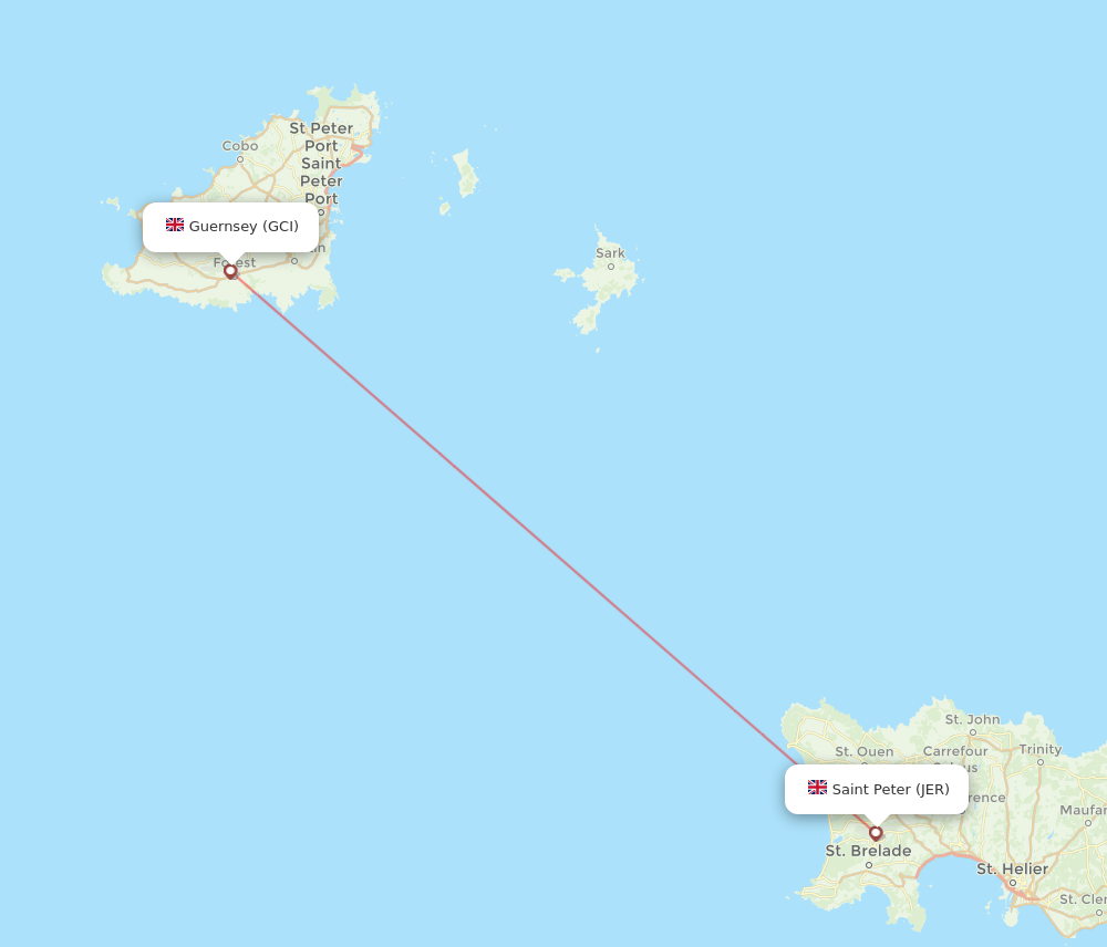 JER to GCI flights and routes map