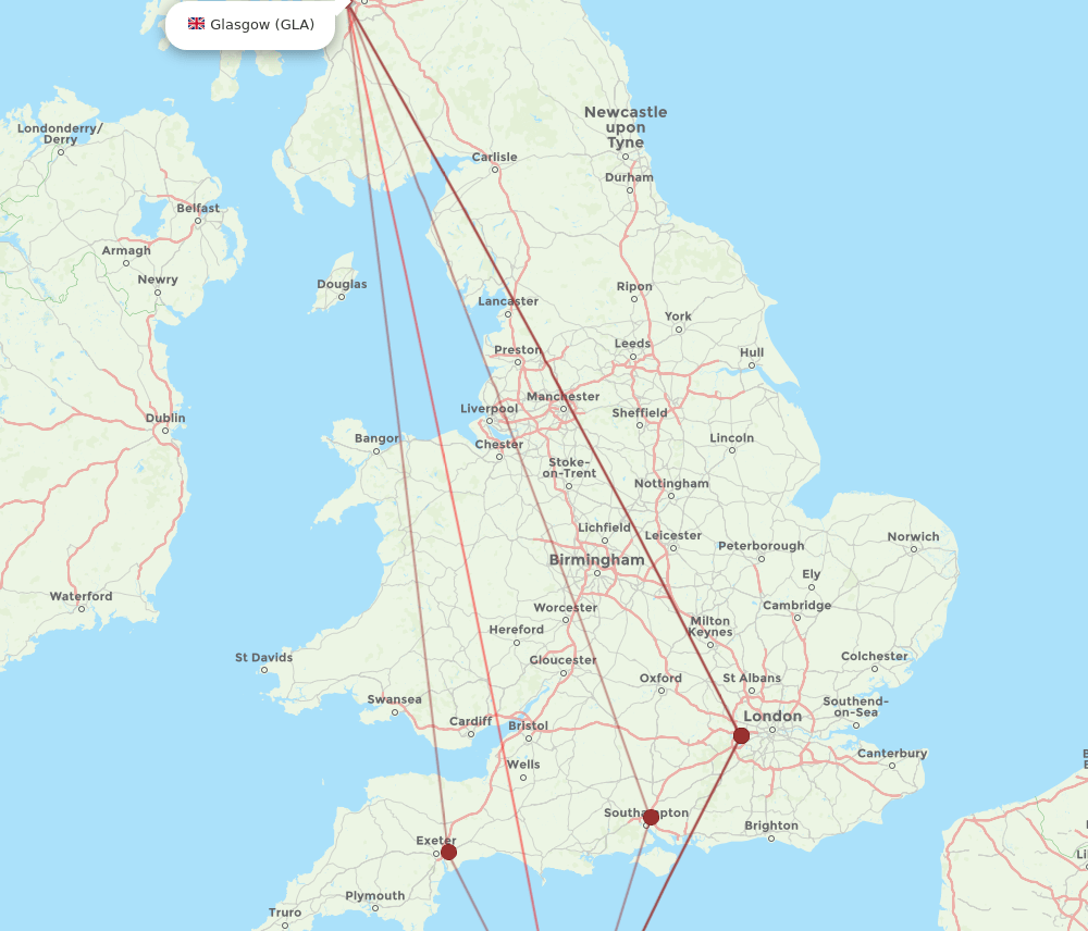 JER-GLA flight routes