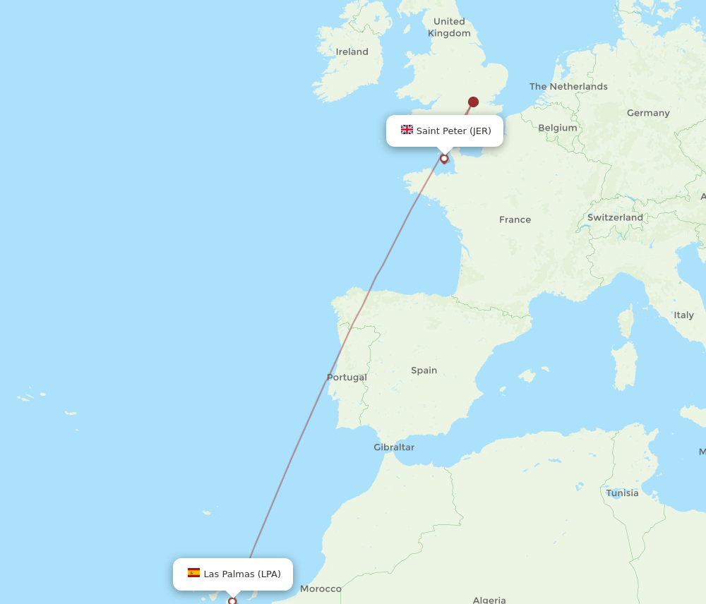 JER-LPA flight routes