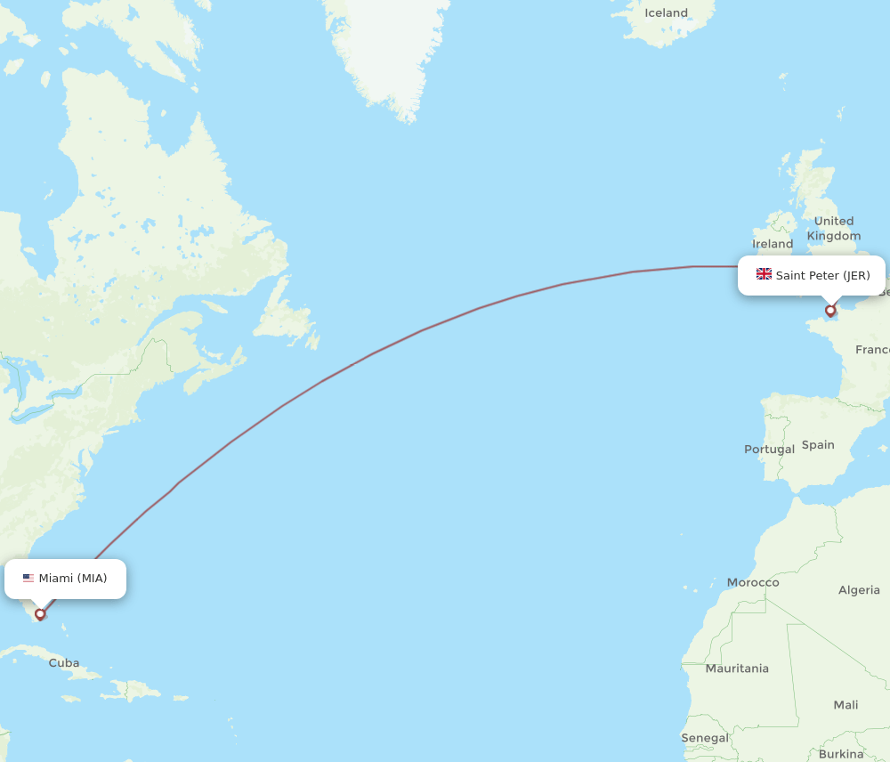 JER-MIA flight routes