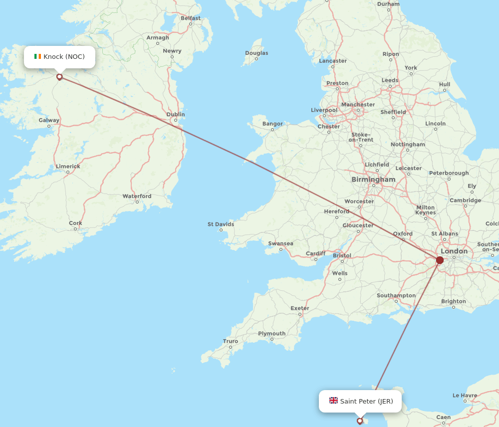 JER to NOC flights and routes map