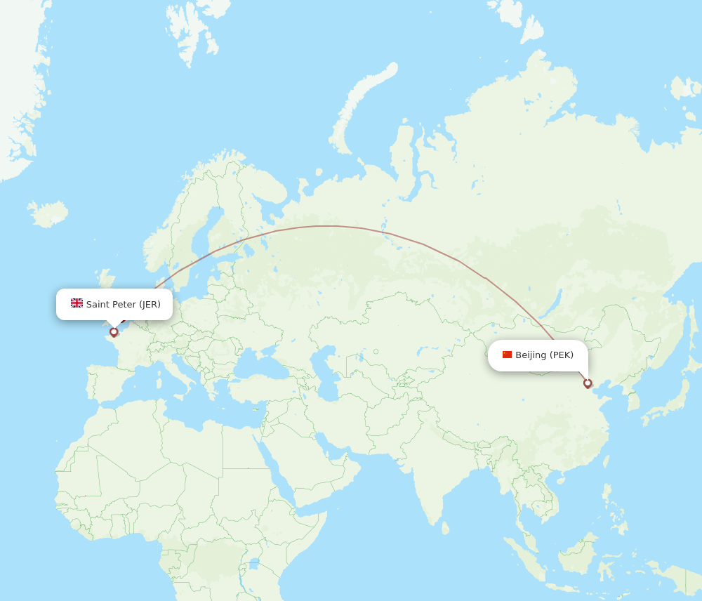 JER to PEK flights and routes map