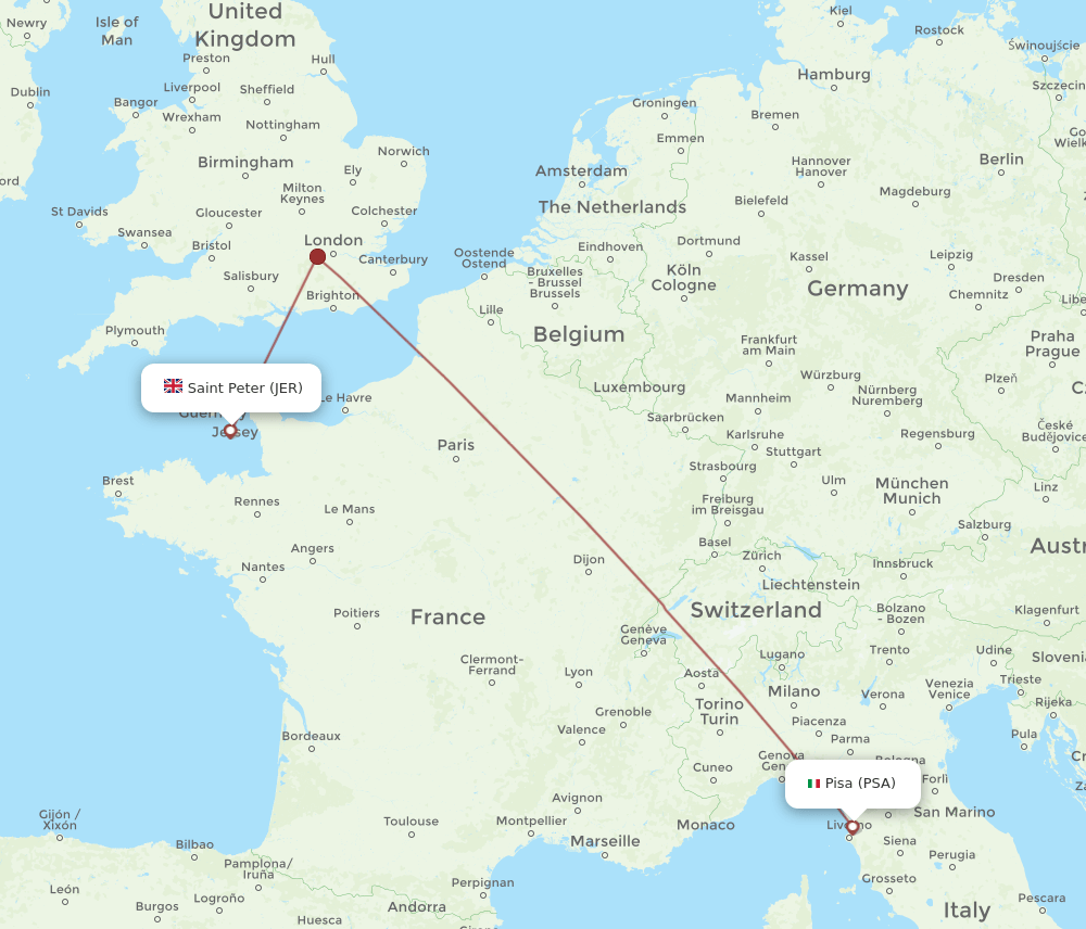 JER-PSA flight routes