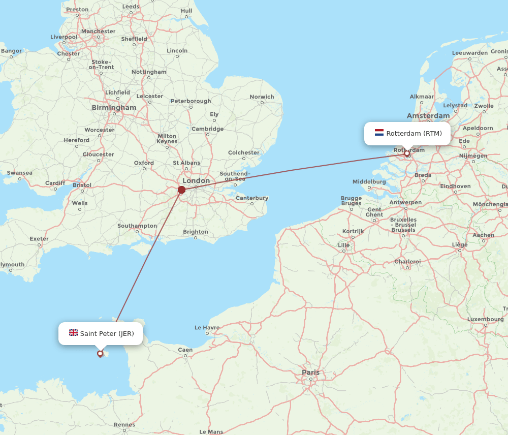 JER to RTM flights and routes map