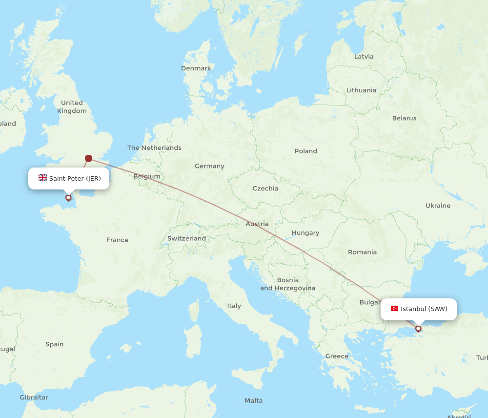 JER-SAW flight routes