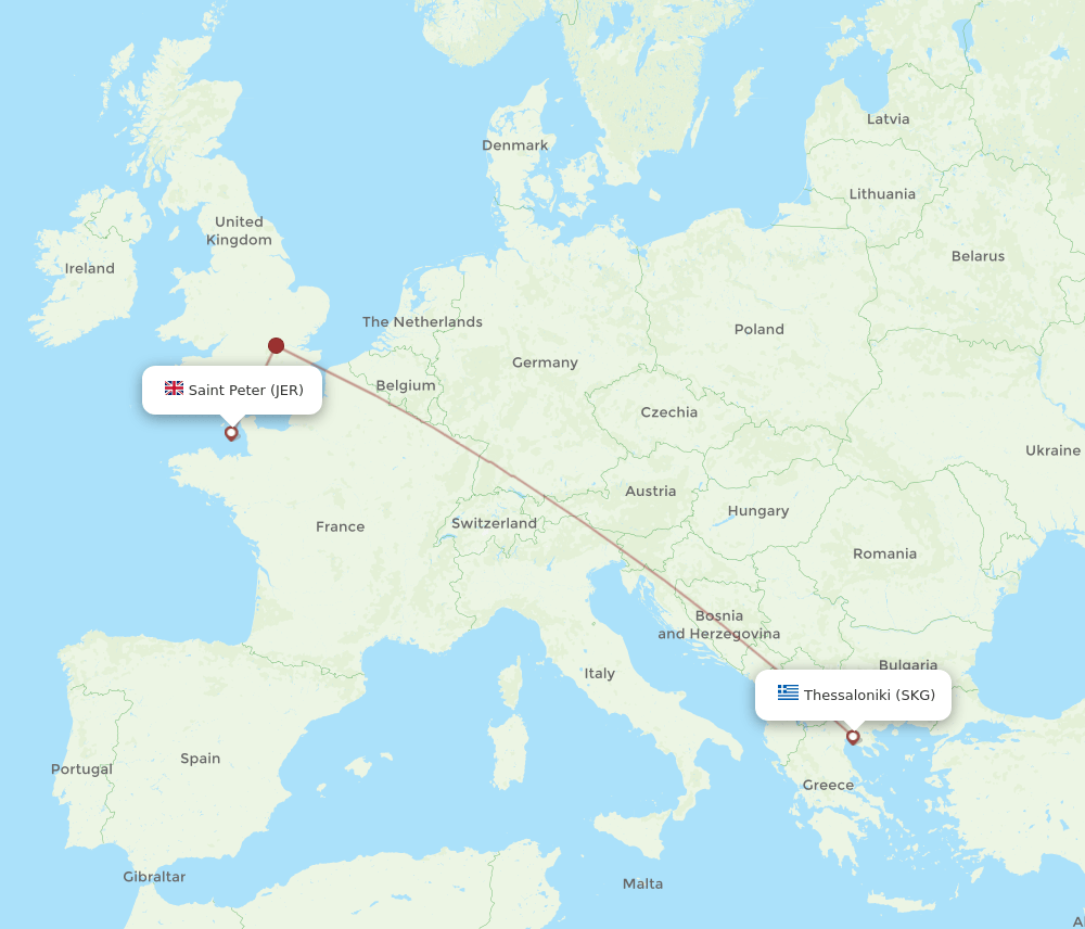 JER-SKG flight routes