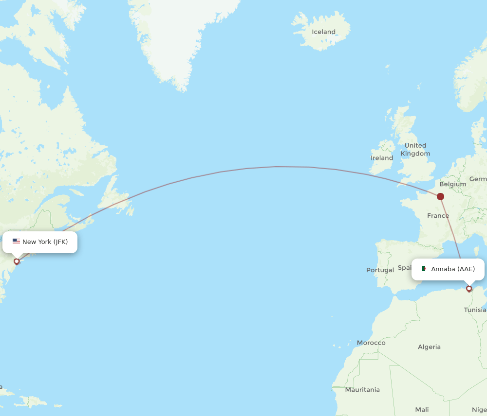 JFK-AAE flight routes