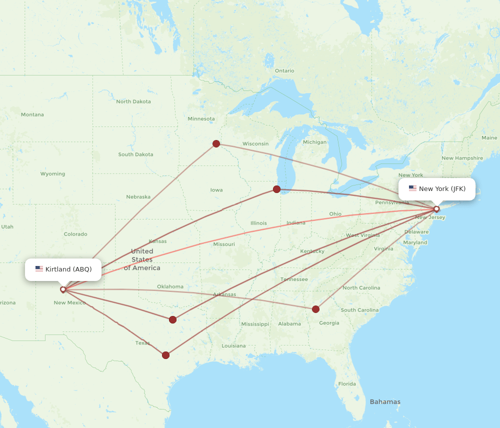 JFK-ABQ flight routes