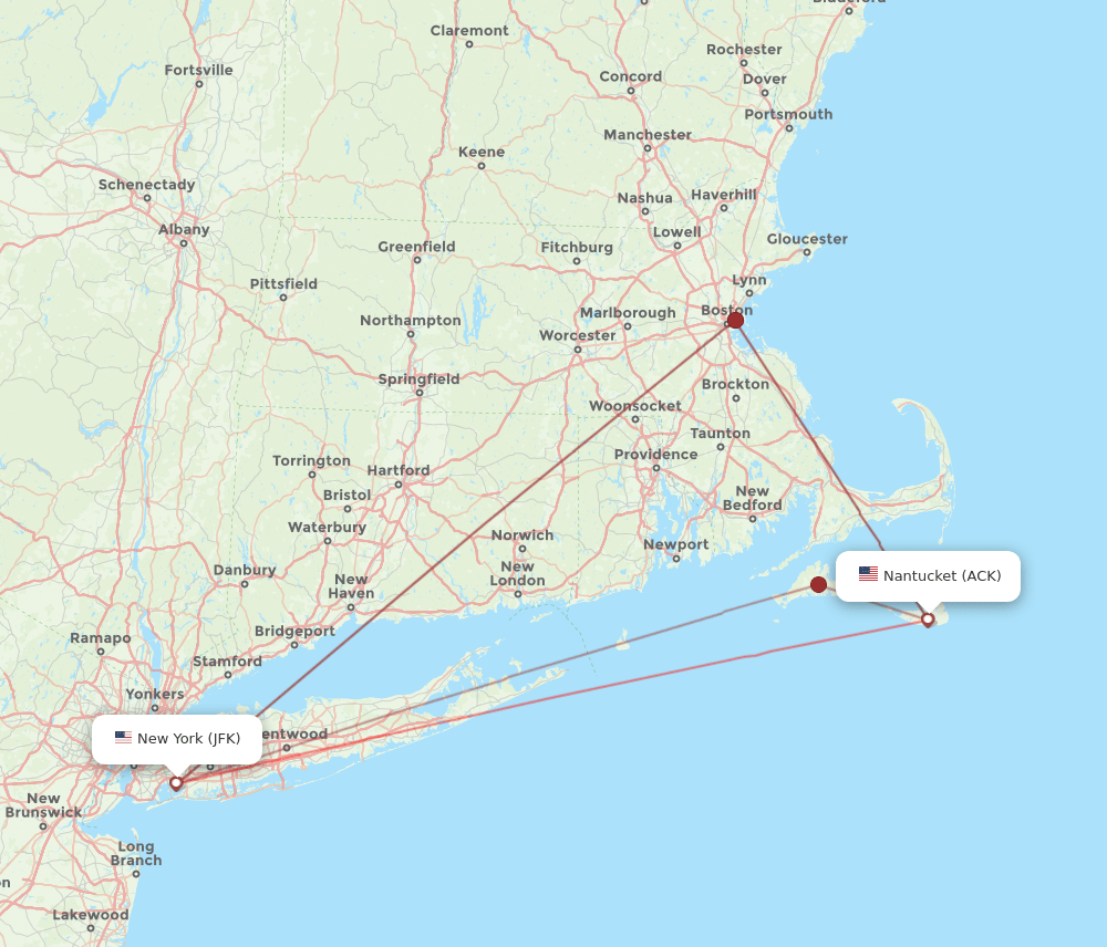 JFK-ACK flight routes