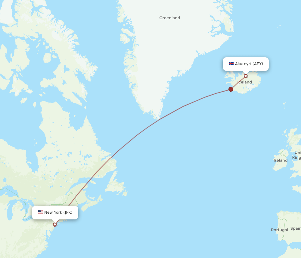 JFK-AEY flight routes