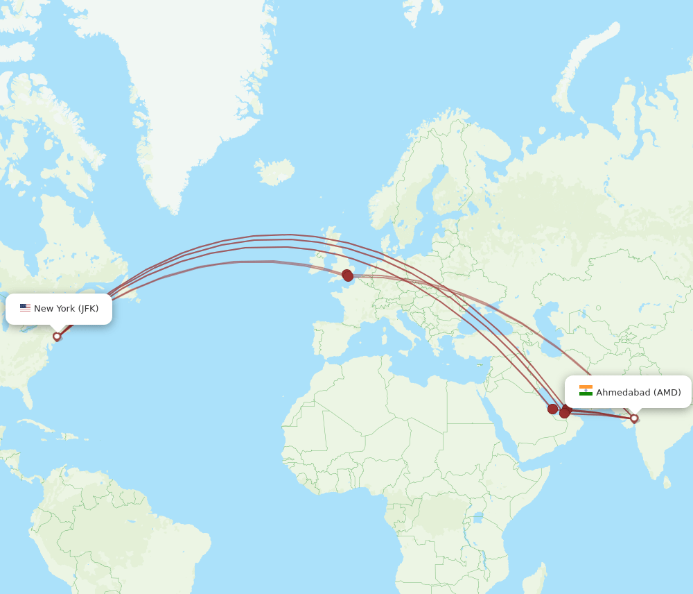 JFK-AMD flight routes