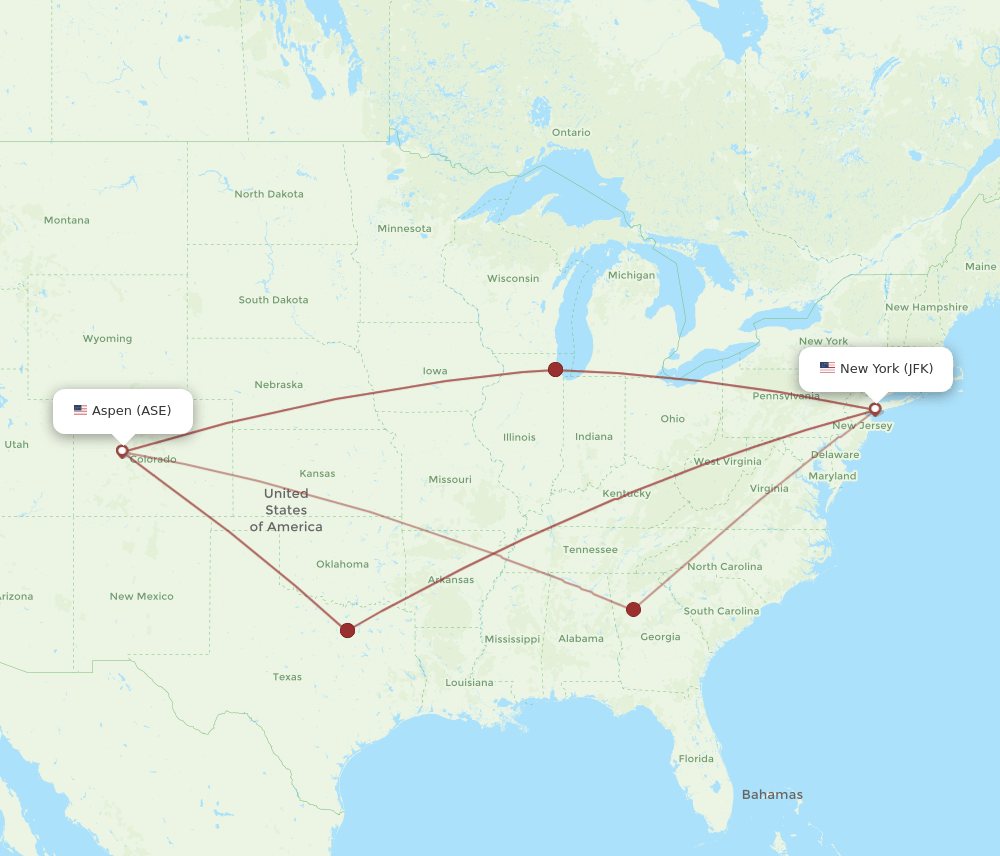 JFK-ASE flight routes