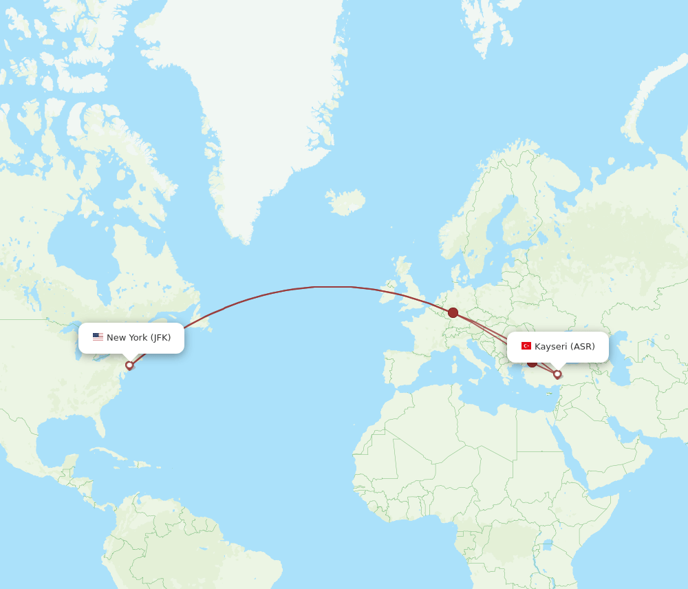 JFK-ASR flight routes