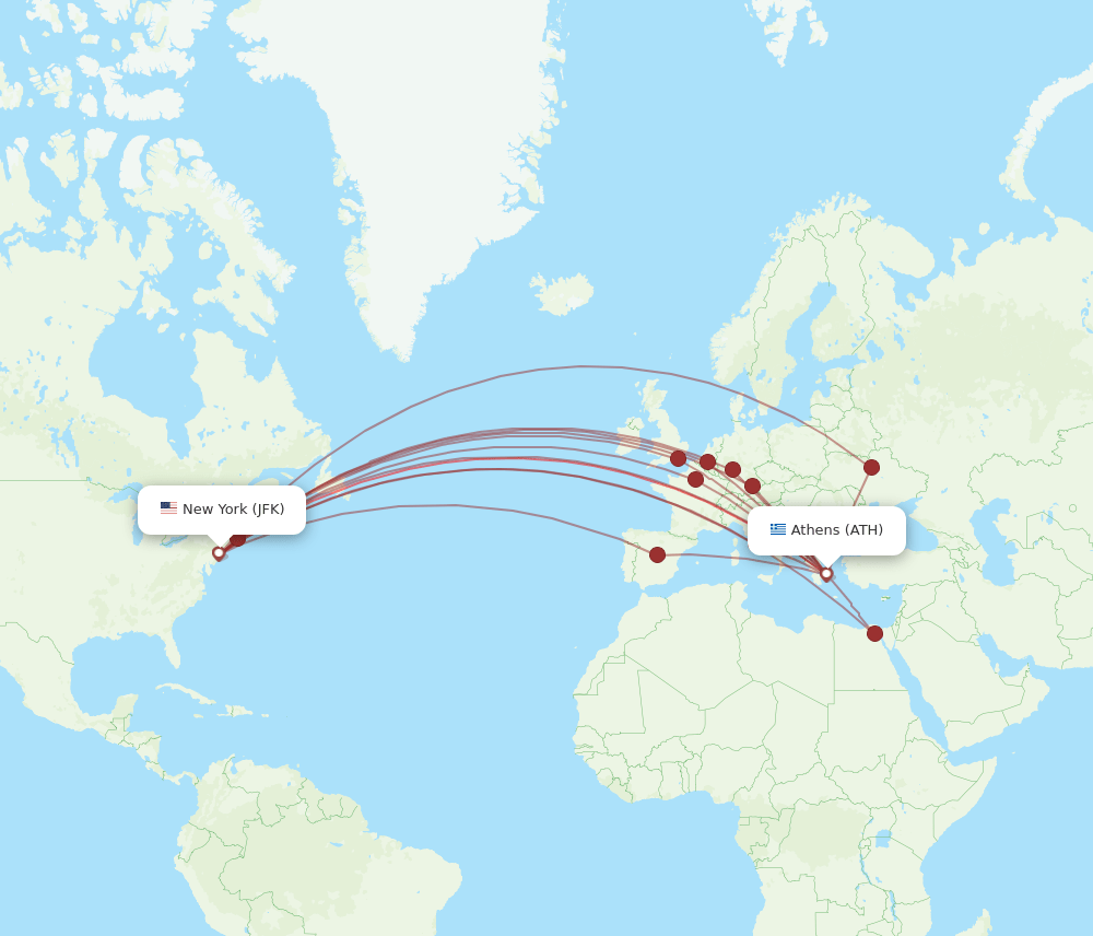JFK-ATH flight routes