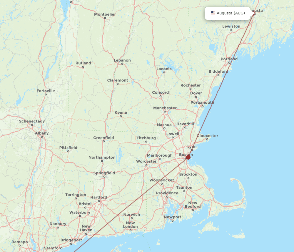 JFK-AUG flight routes