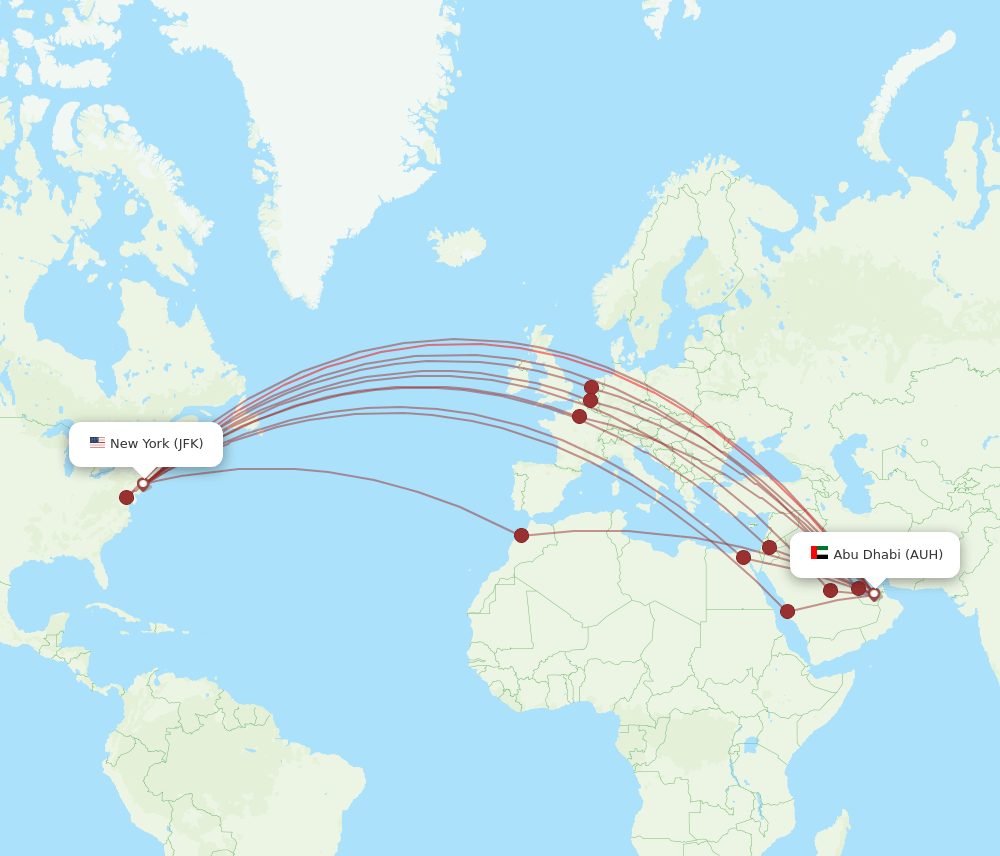 JFK-AUH flight routes