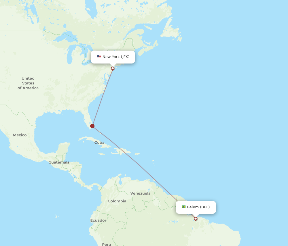 JFK-BEL flight routes