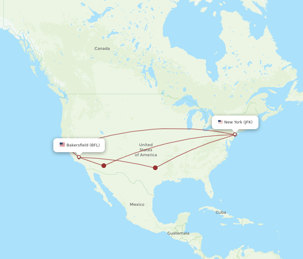 JFK-BFL flight routes