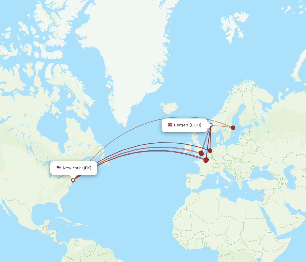 JFK-BGO flight routes
