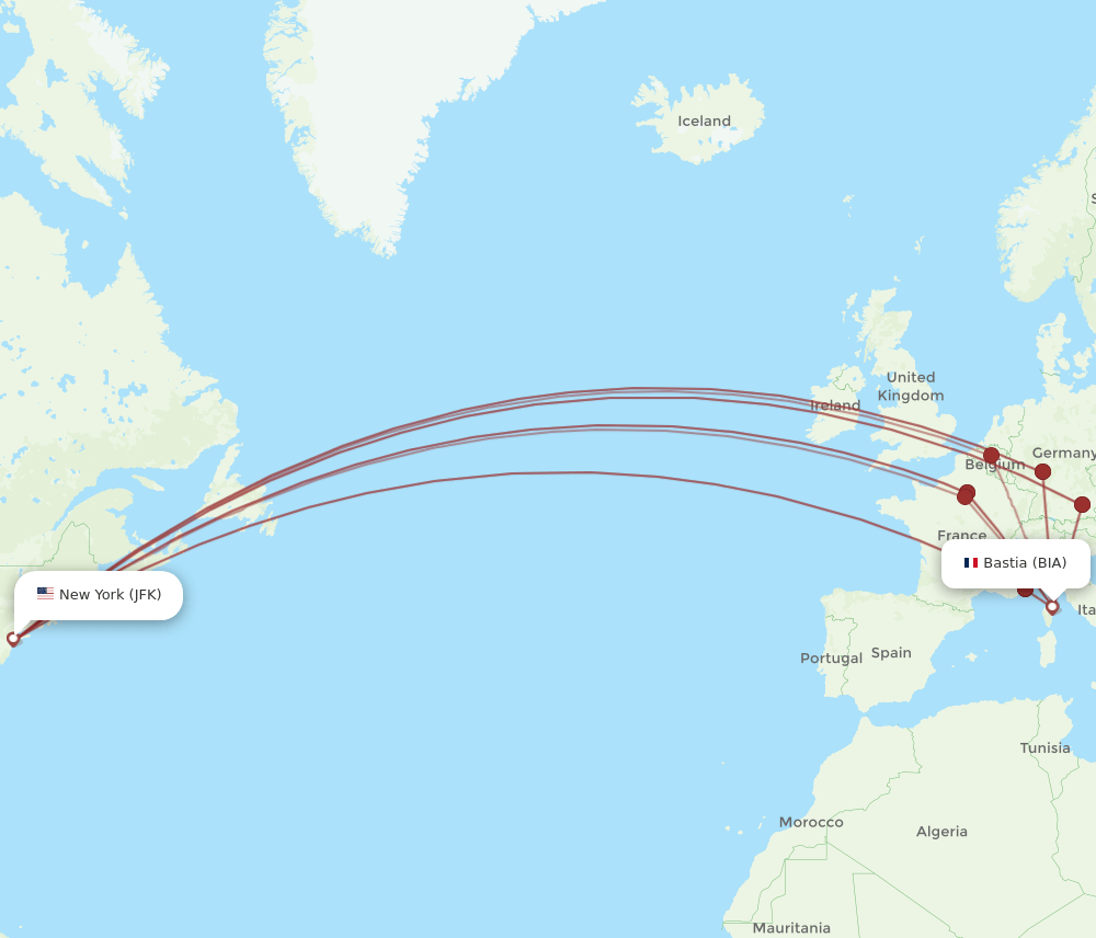 JFK-BIA flight routes
