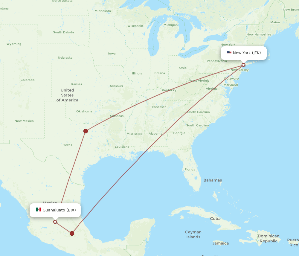 JFK-BJX flight routes