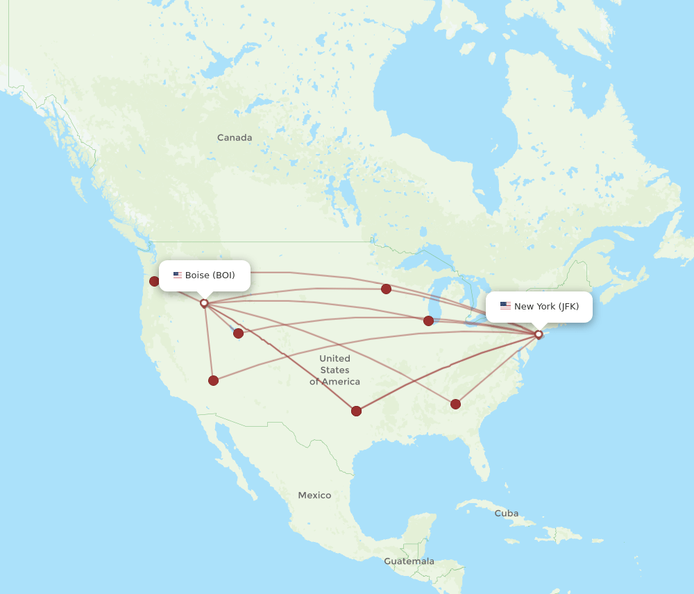 JFK-BOI flight routes