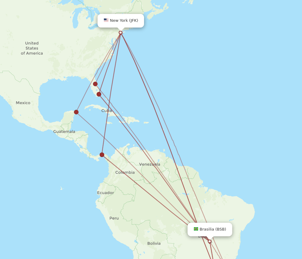 JFK-BSB flight routes