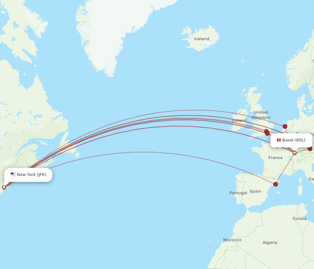 JFK-BSL flight routes