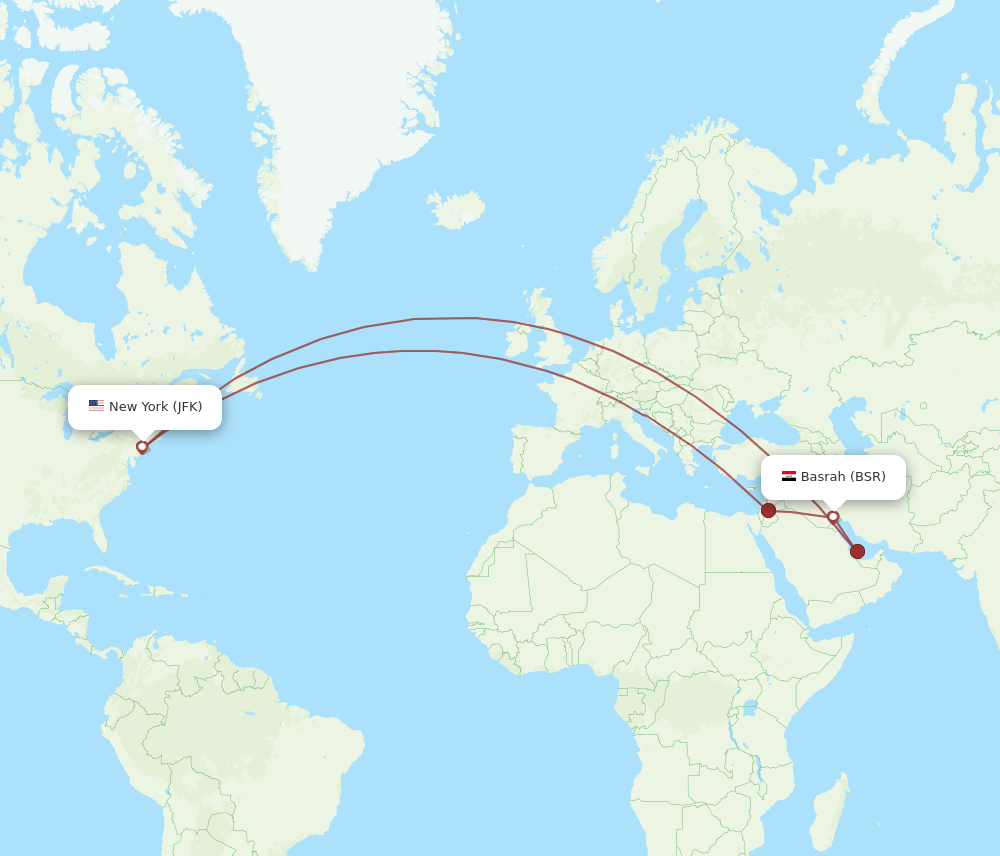 JFK-BSR flight routes
