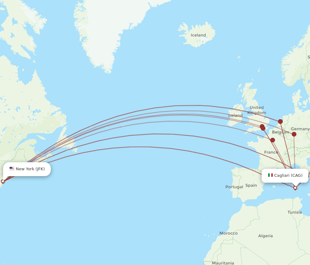 JFK-CAG flight routes