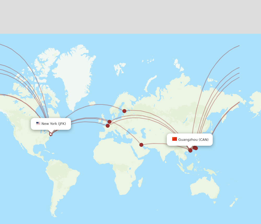 JFK-CAN flight routes