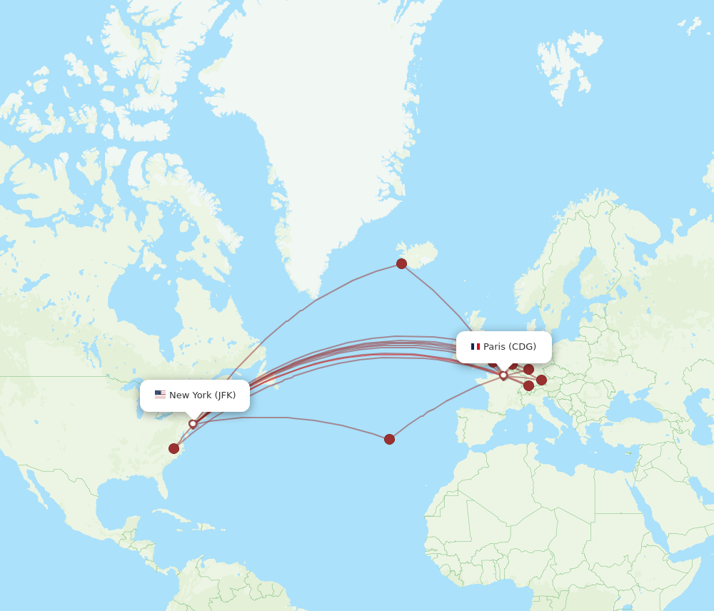 JFK-CDG flight routes