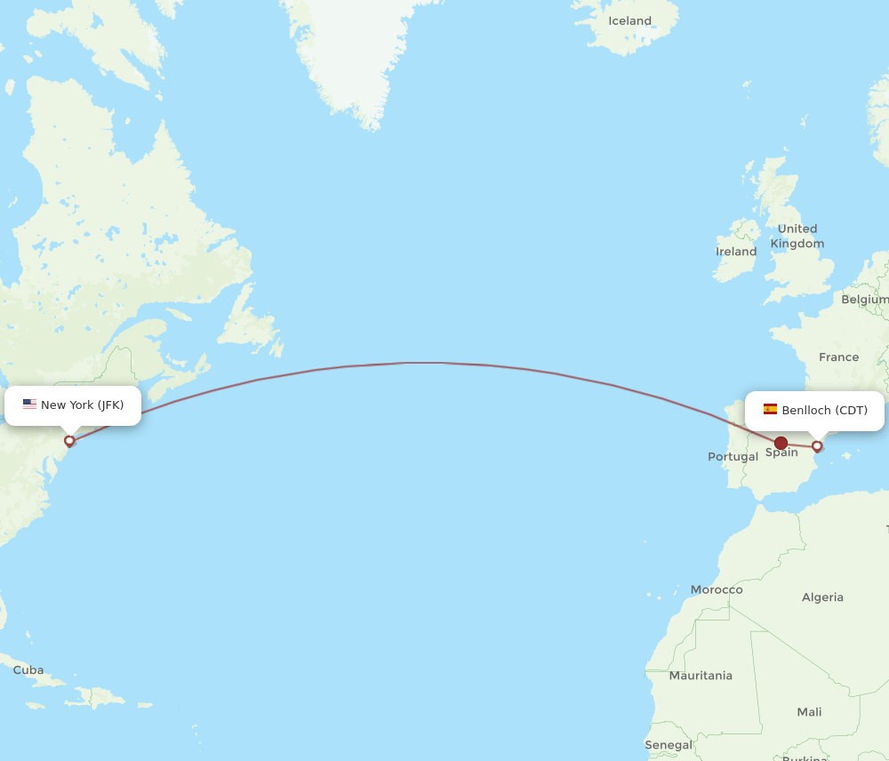 JFK-CDT flight routes