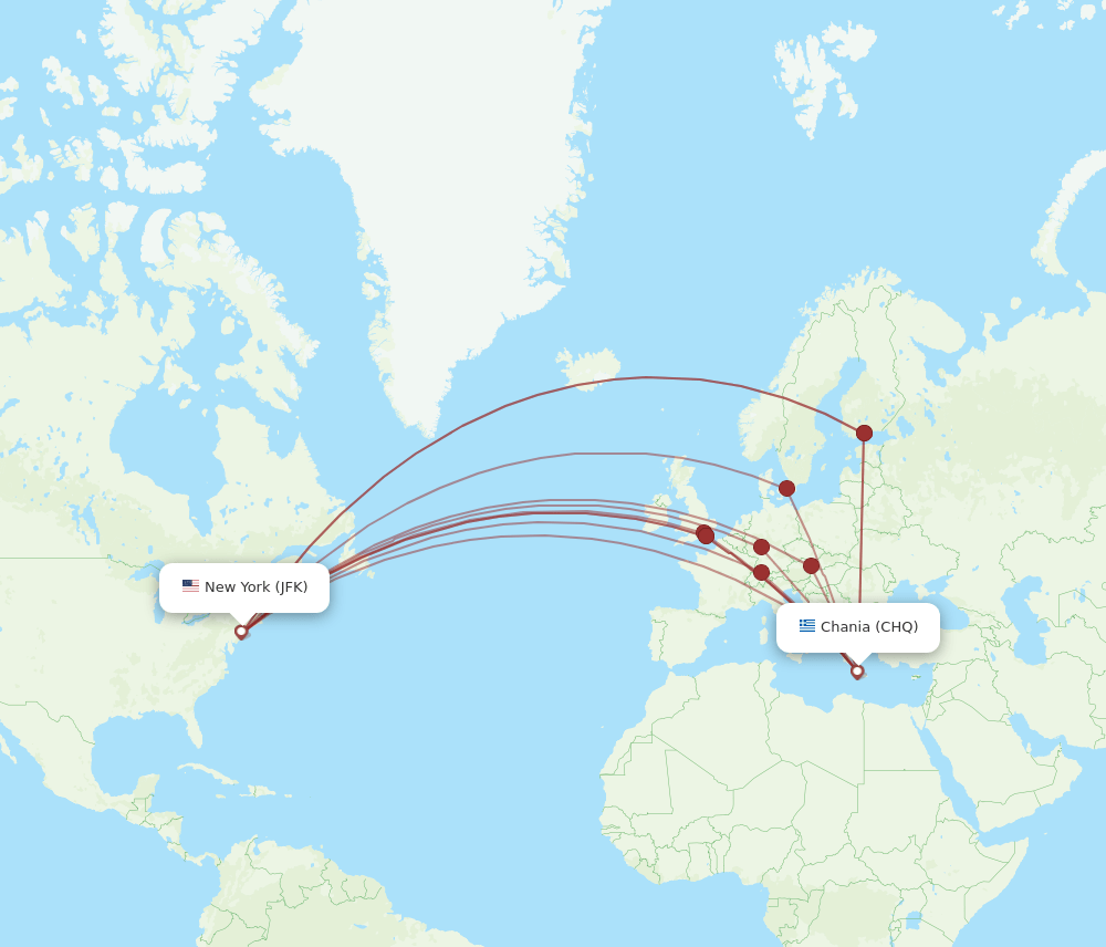 JFK-CHQ flight routes
