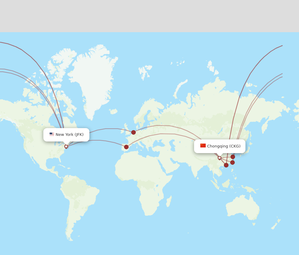 JFK-CKG flight routes