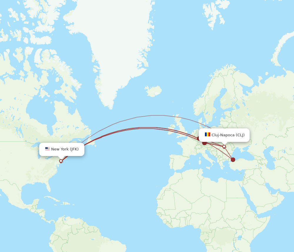 JFK-CLJ flight routes