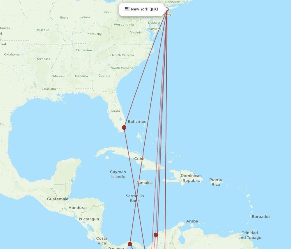 JFK-CLO flight routes