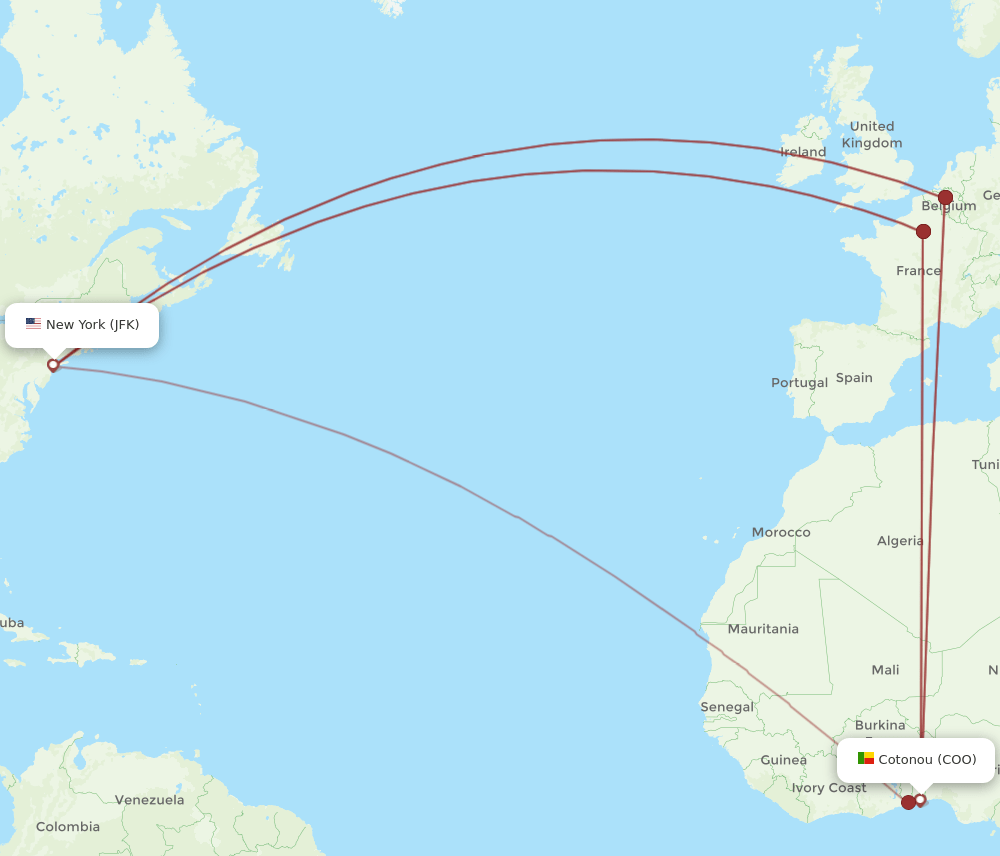 JFK-COO flight routes