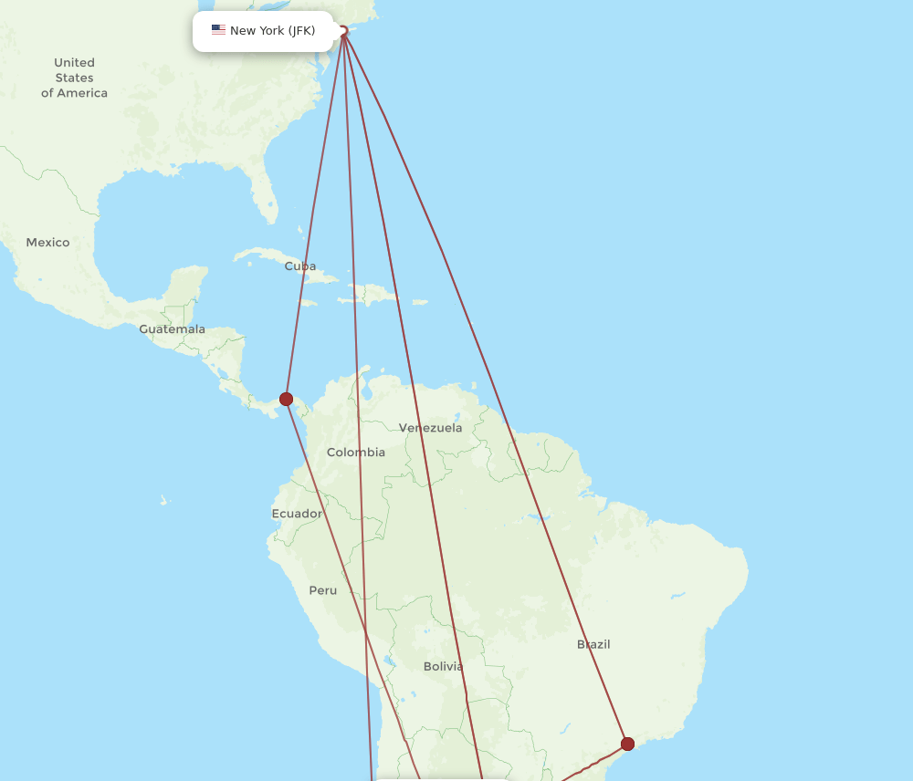 JFK-COR flight routes