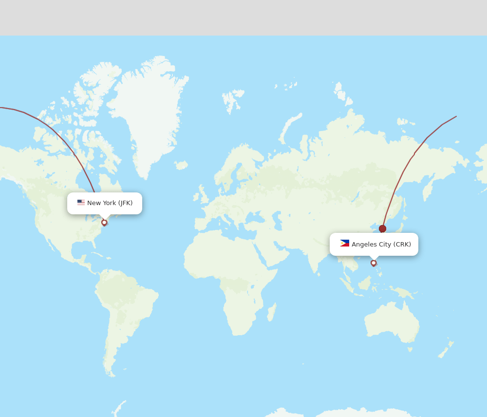 JFK to CRK flights and routes map