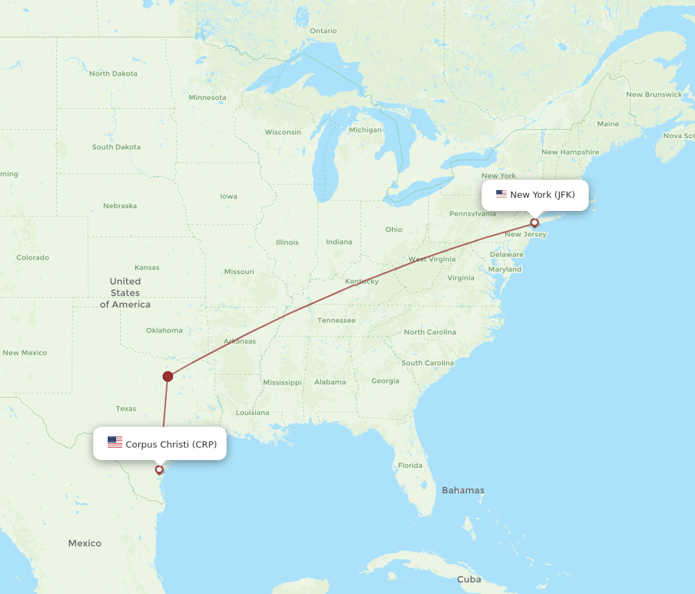 JFK-CRP flight routes