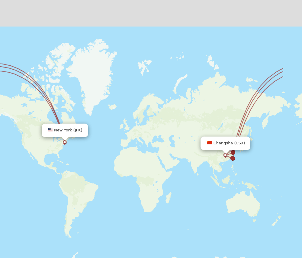 JFK-CSX flight routes