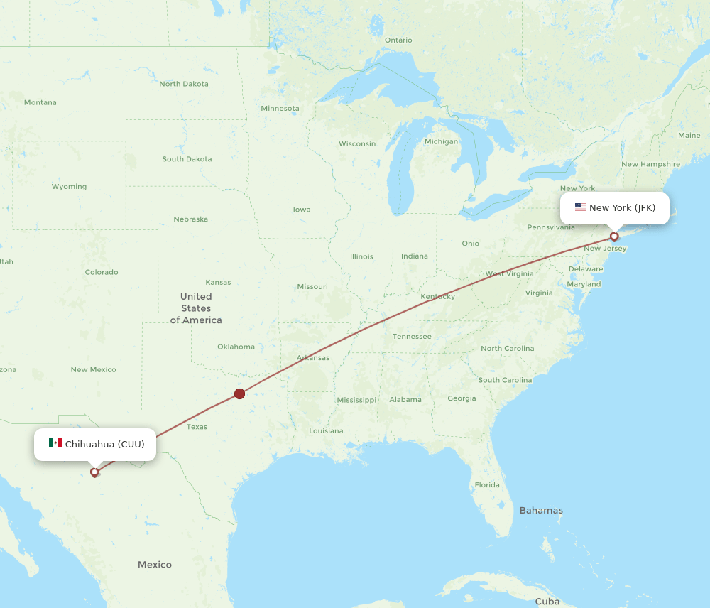 JFK-CUU flight routes