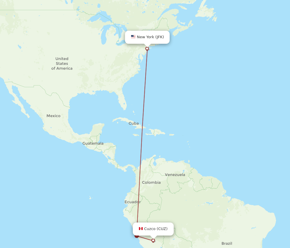 JFK-CUZ flight routes