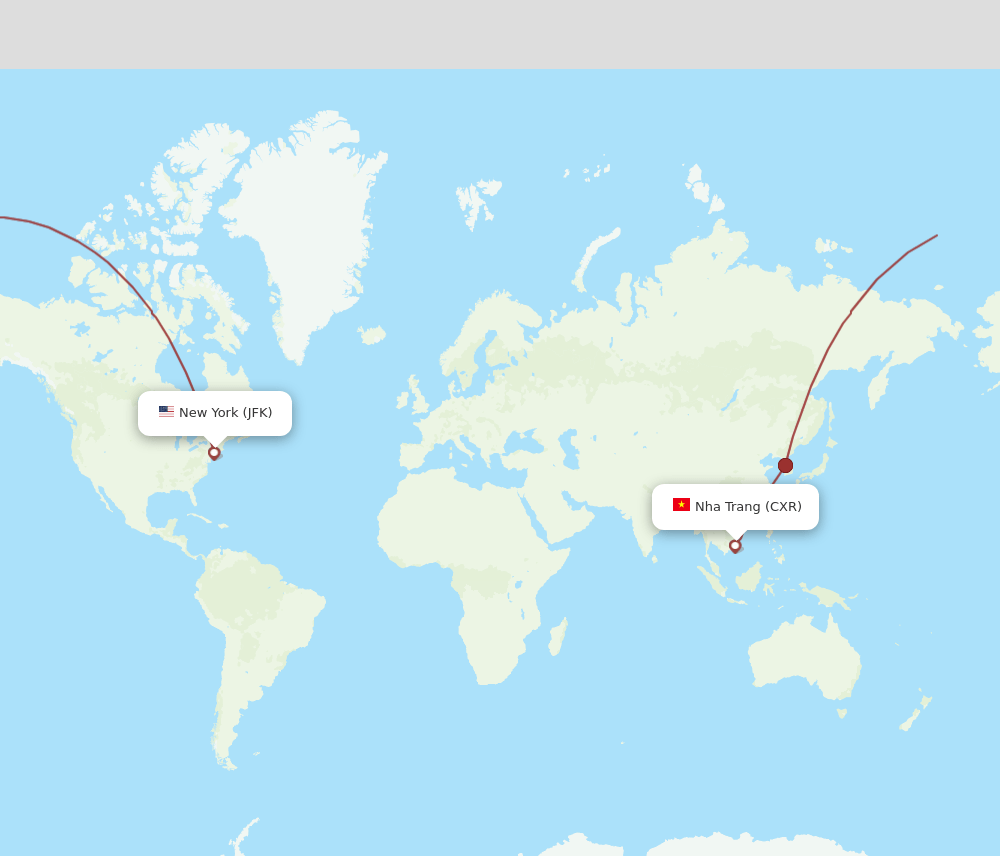 JFK-CXR flight routes